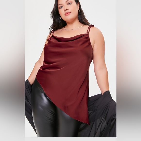 Forever 21+ Satin Tie Top Asymmetrical Cami - Picture 2 of 10